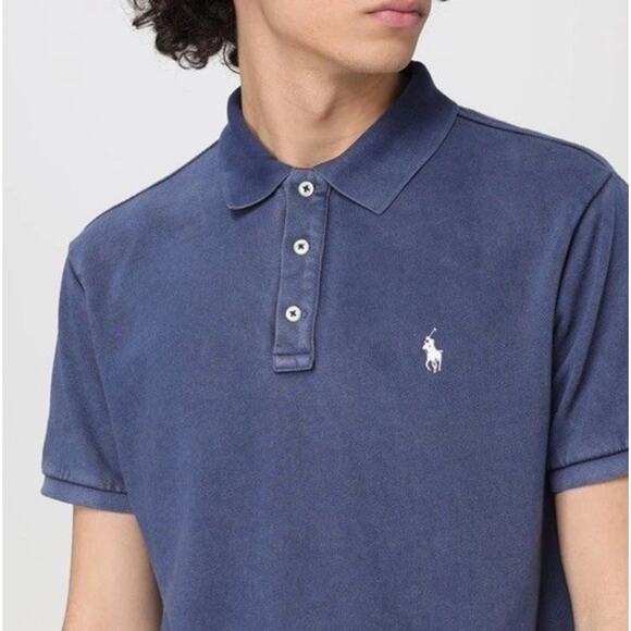 Polo Ralph Lauren Custom Fit Spa Terry Polo Shirt Newport Navy M - Picture 3 of 11